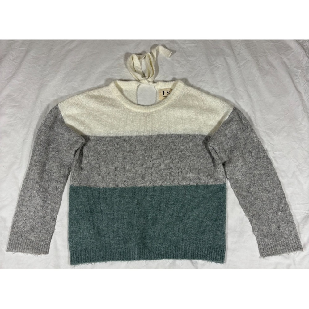 Twine And String Womens Sweater Multicolor Colorblock Crew Neck Long Sleeve M